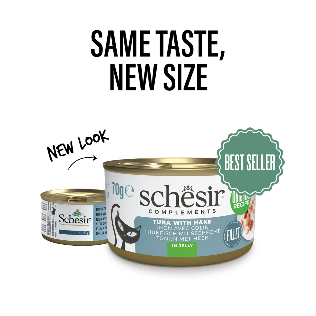 Schesir Tuna With Hake 70g Complements Cat Wet Food in Jelly Can