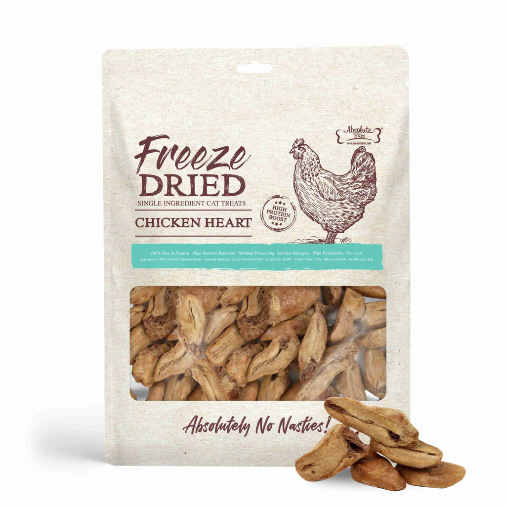 Chicken Heart 40g Absolute Bites Freeze Dried Cat Treats