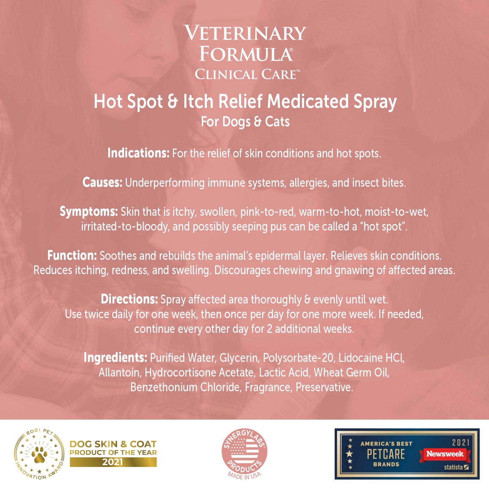 Synergy Labs Veterinary Formula Clinical Care Hot Spot & Itch Relief Medicated Spray For Dogs & Cats