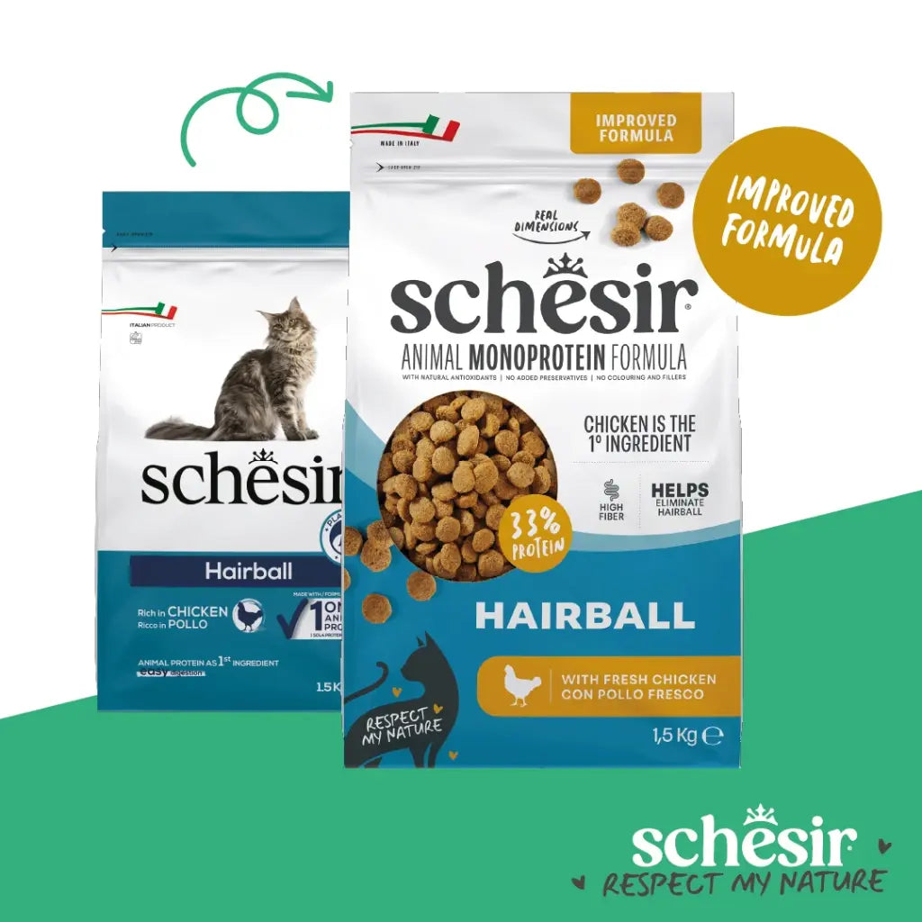 Schesir Monoprotein Adult Dry Cat Food â Hairball-Fresh Chicken