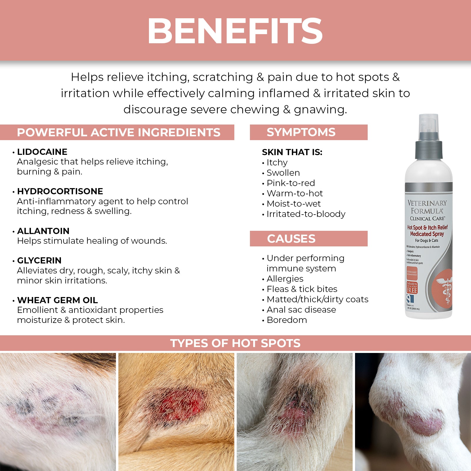 Synergy Labs Veterinary Formula Clinical Care Hot Spot & Itch Relief Medicated Spray For Dogs & Cats