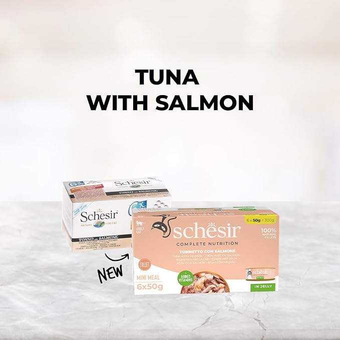 Schesir Tuna & Salmon Complete & Balanced Nutrition Wet Cat Food in Jelly Can
