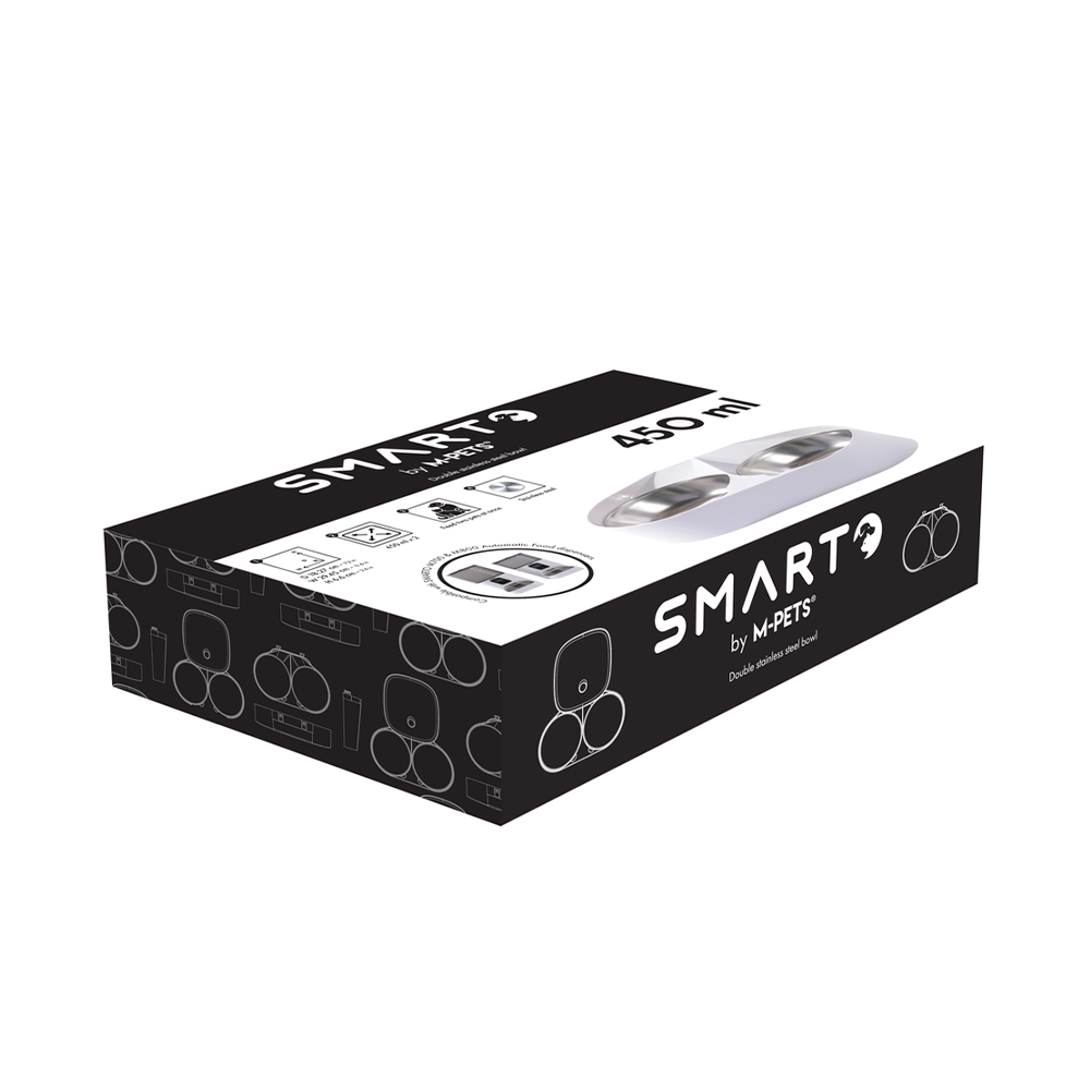 M-PETS Smarto Double Stainless Steel Bowl (Fits 4L & 6L automatic feeders)