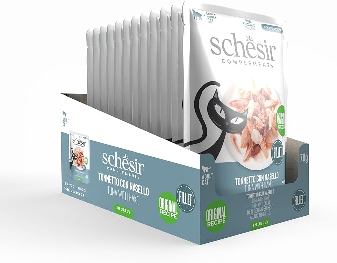 Schesir Complements Cat Wet Food in Jelly Pouch Tuna with Hake 70g