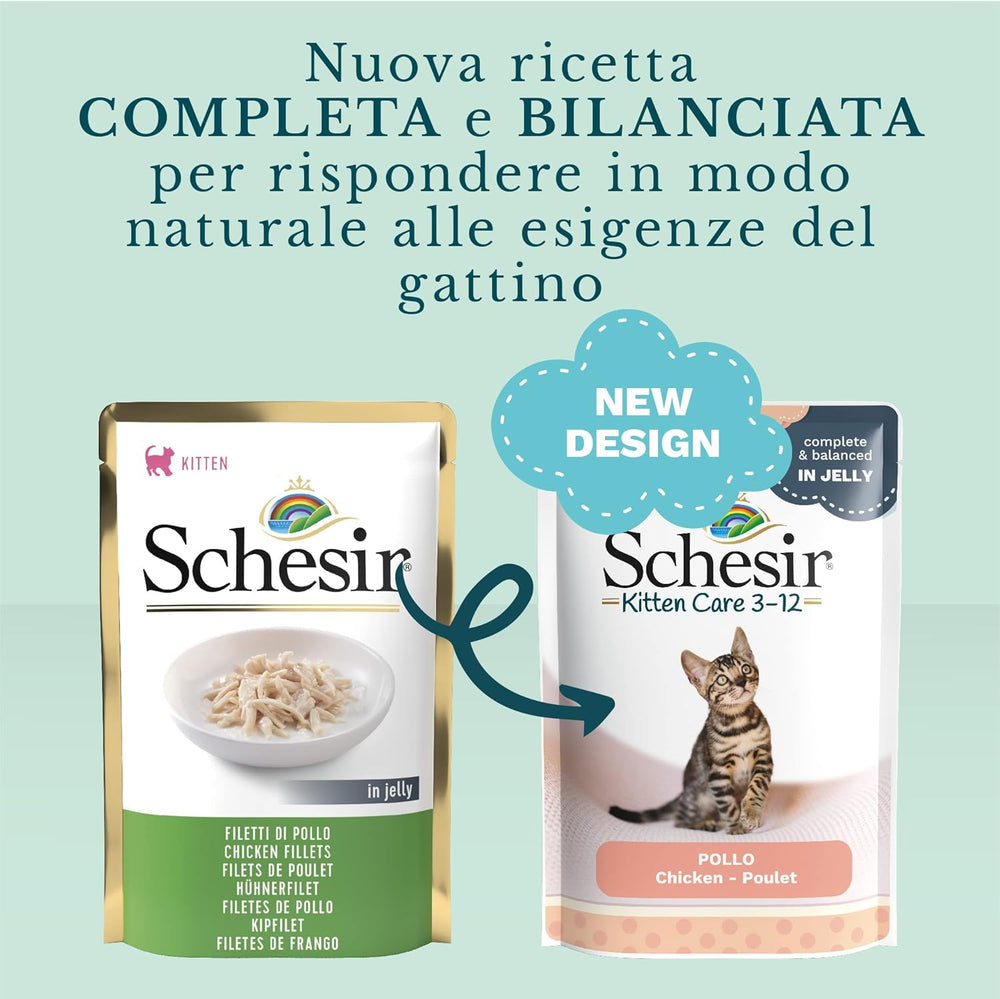 Schesir Kitten Care Pouch In Jelly 3-12 Chicken Wet Food 85g