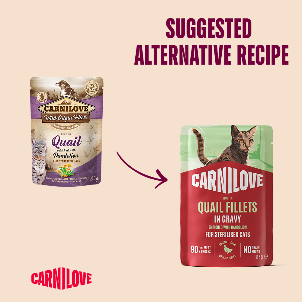 Carnilove Quail enriched with Dandelion for Sterilized Cats (Wet Food Pouches)