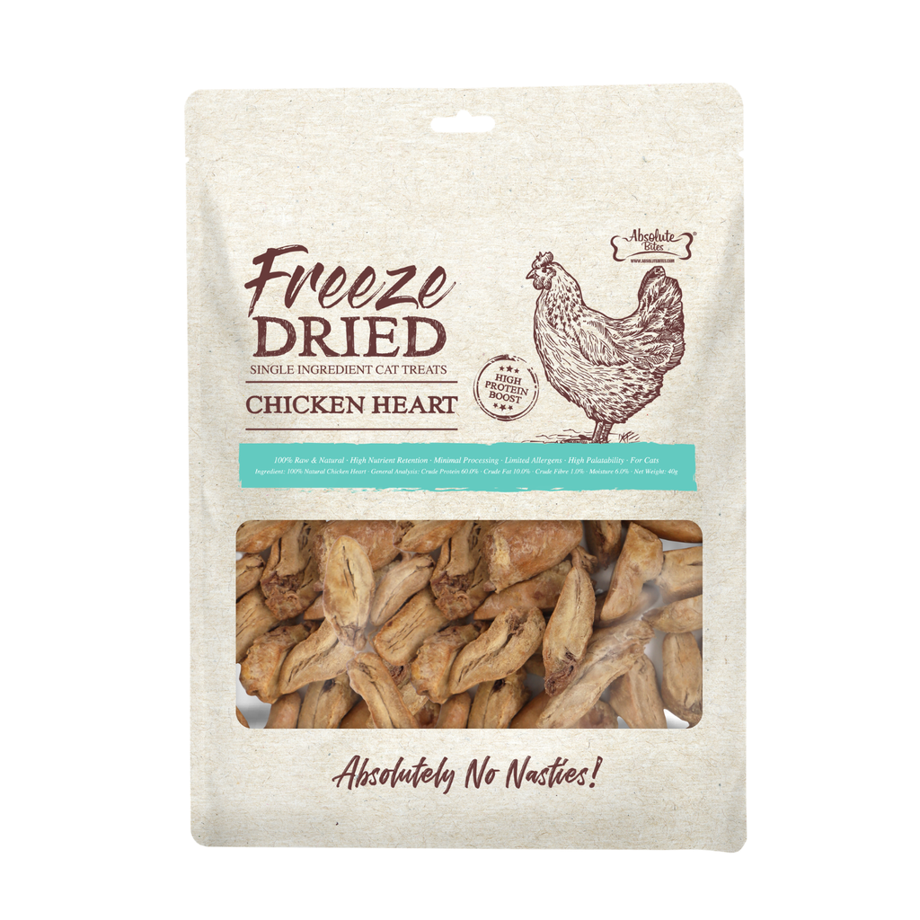 Chicken Heart 40g Absolute Bites Freeze Dried Cat Treats