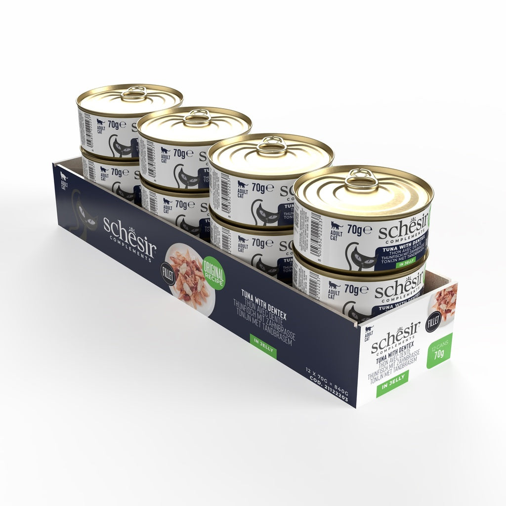 Schesir Tuna With Dentex 70g Complements Cat Wet Food in Jelly Can