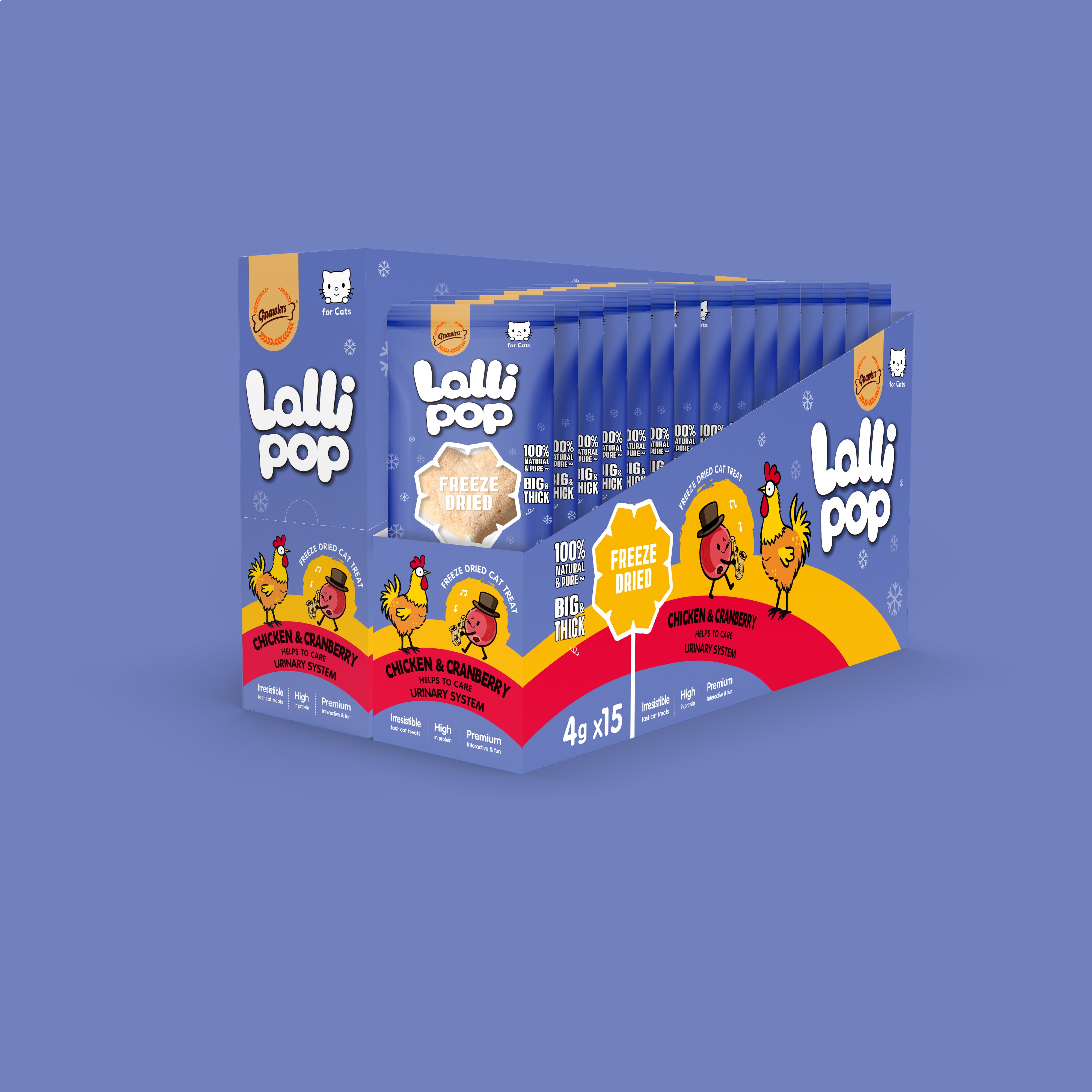 Gnawlers Freeze Dried Lollipop Cat Treat - Chicken & Cranberry - Urinary Support