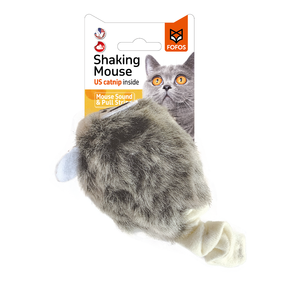 Pull String & Sound Chip Grey Shaking Mouse