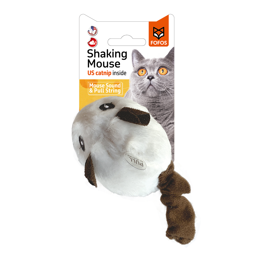 Pull String & Sound Chip White Shaking Mouse