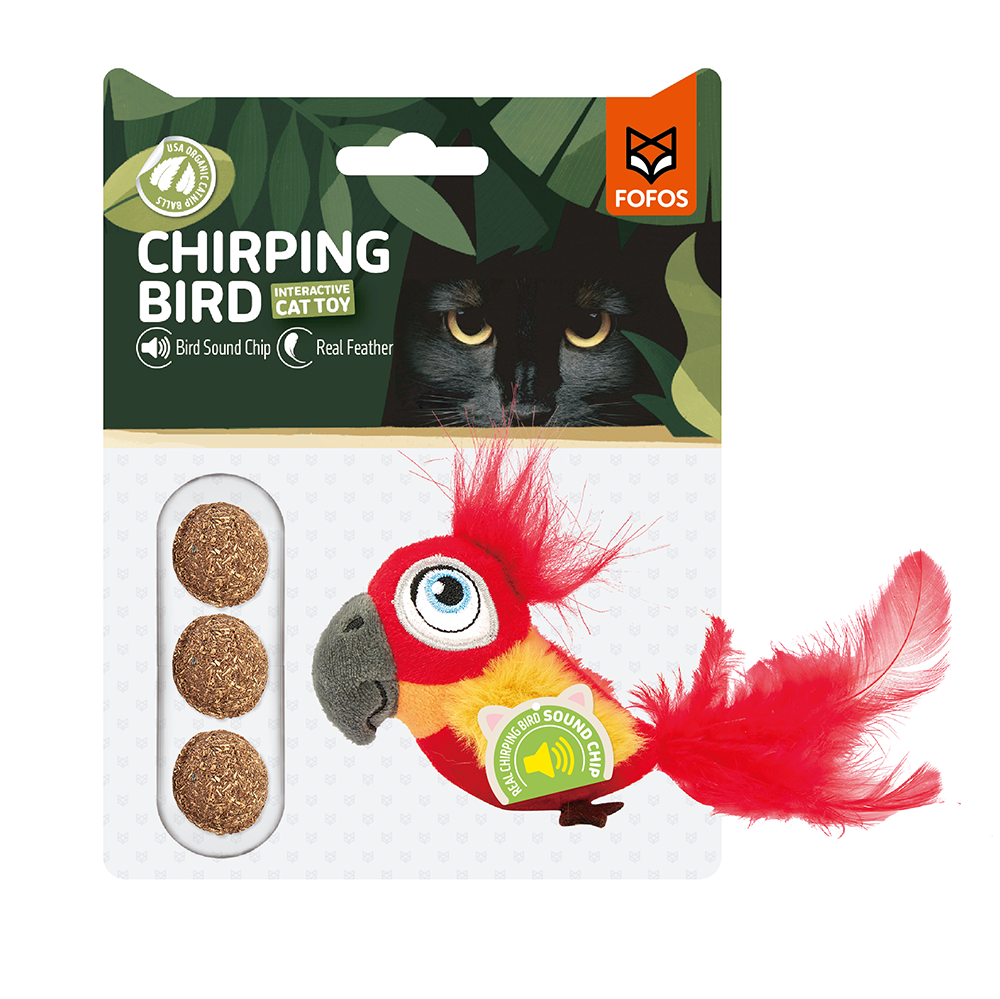 Sound Chip Parrot With Catnip Balls