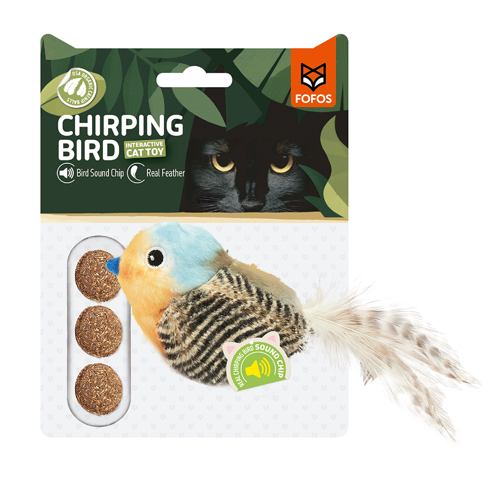Sound Chip Blue Bird With Catnip Balls