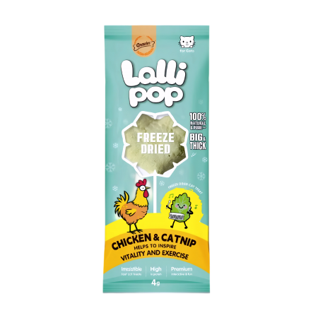 Gnawlers Freeze Dried Lollipop Cat Treat - Chicken & Catnip - Vitality & Exercise