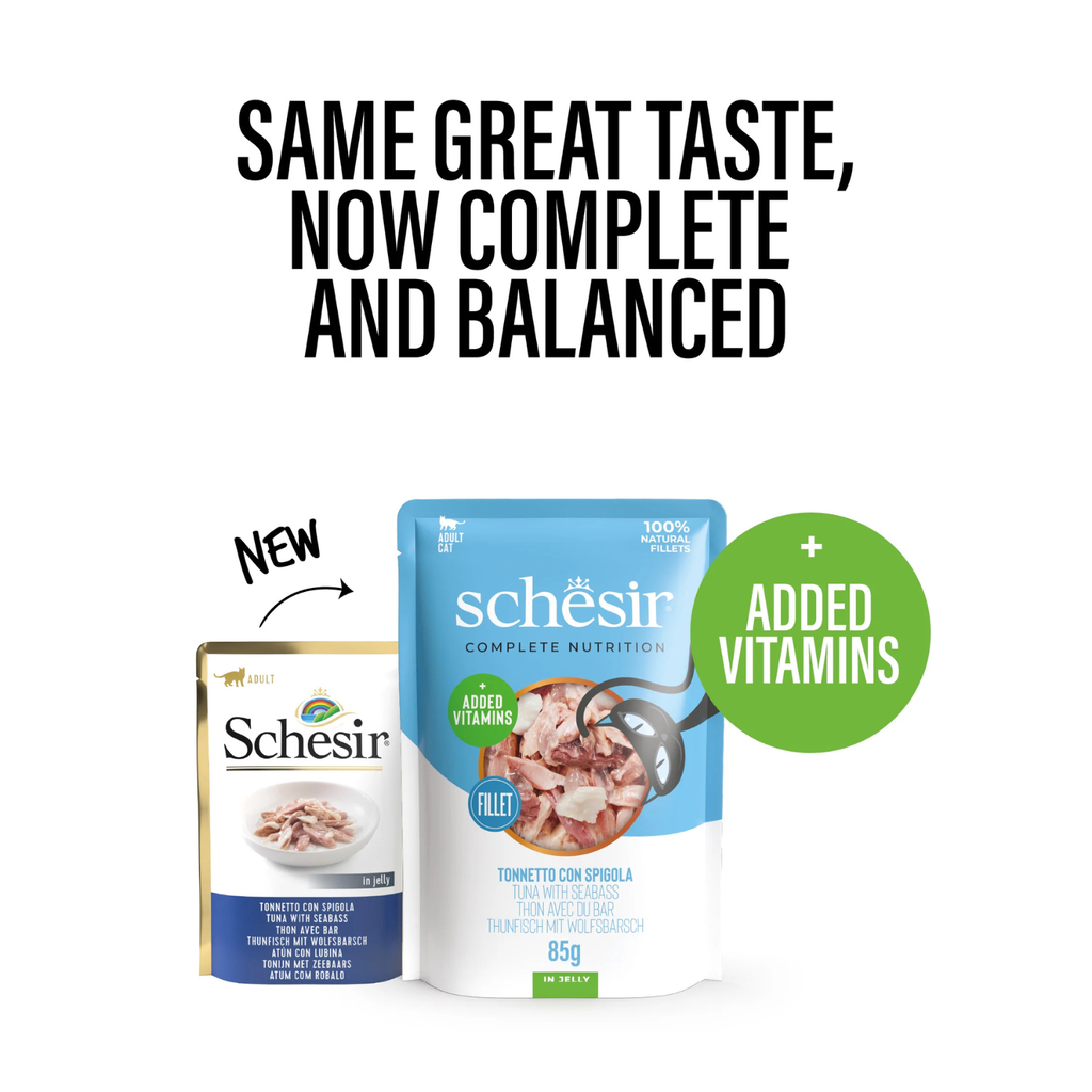 Schesir Tuna With Seabass in Jelly Wet Food For Adult Cats 85G