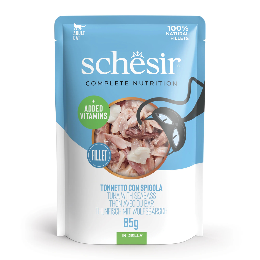 Schesir Tuna With Seabass in Jelly Wet Food For Adult Cats 85G