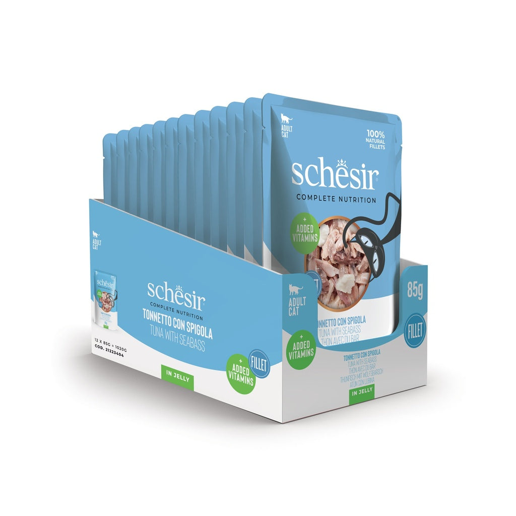 Schesir Tuna With Seabass in Jelly Wet Food For Adult Cats 85G