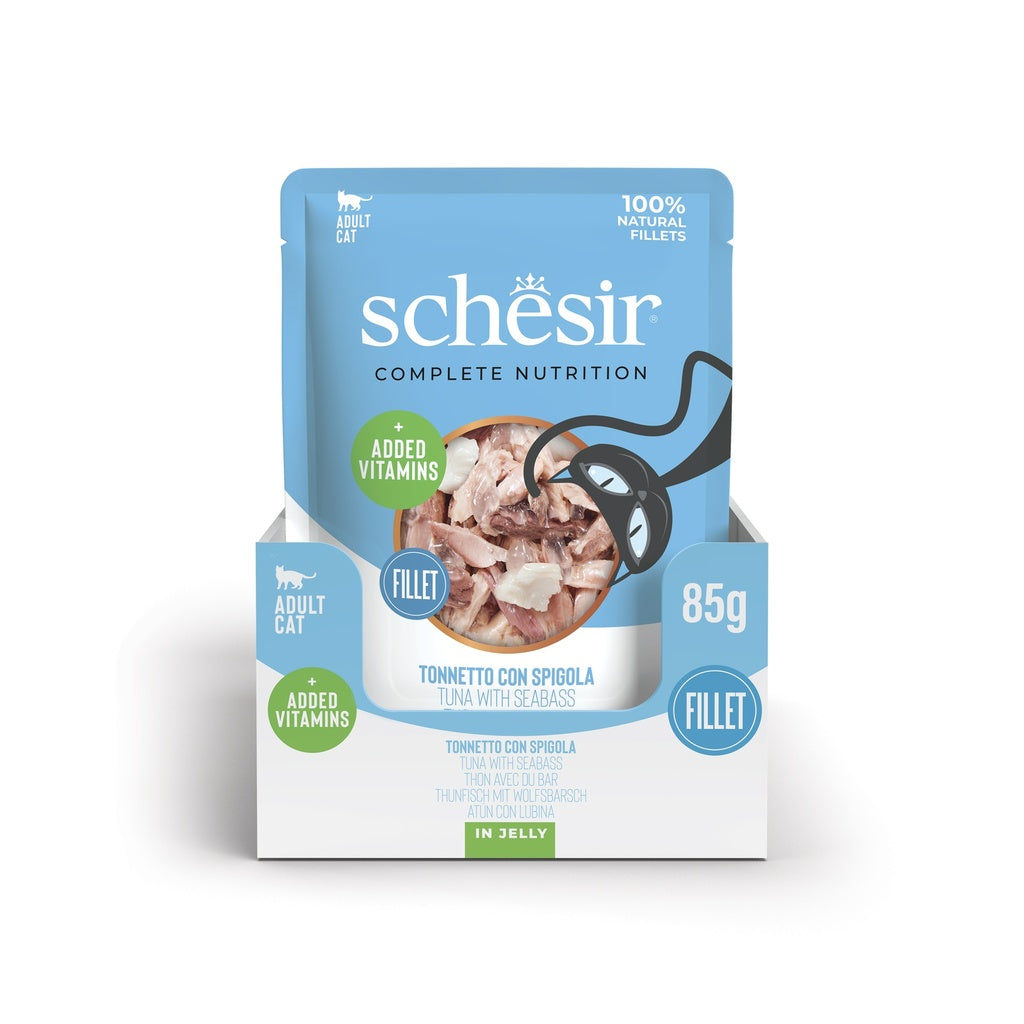 Schesir Tuna With Seabass in Jelly Wet Food For Adult Cats 85G