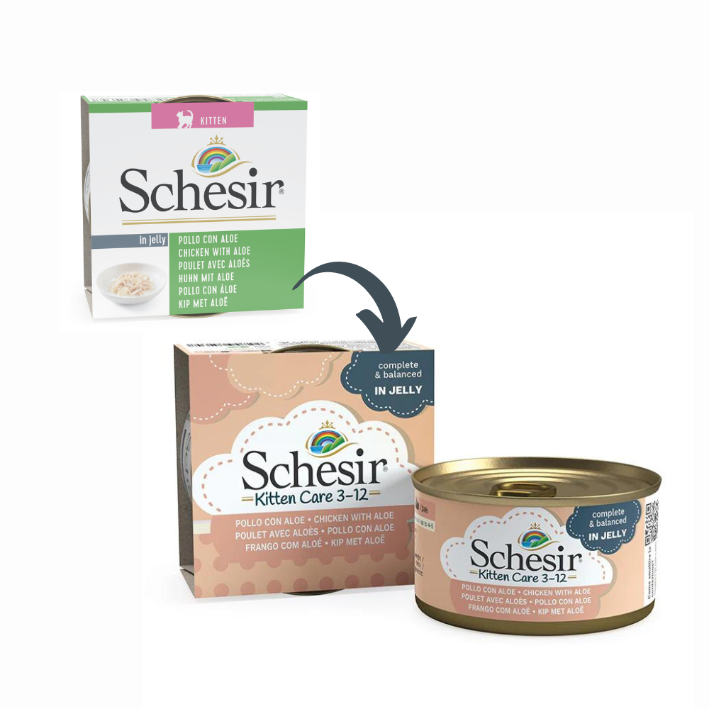 Schesir Kitten Care Can In Jelly 3-12 Chicken with Aloe