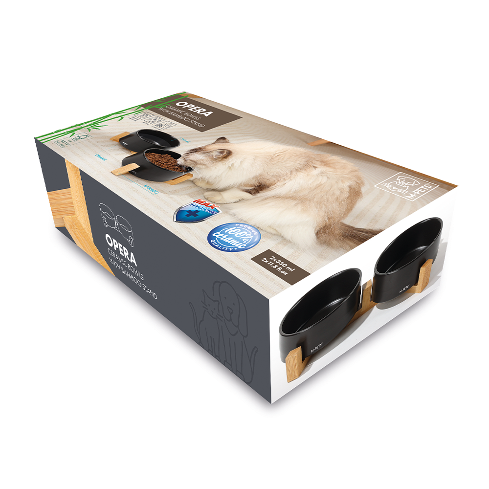 M-PETS OPERA Ceramic Bowls With Bamboo Stand
