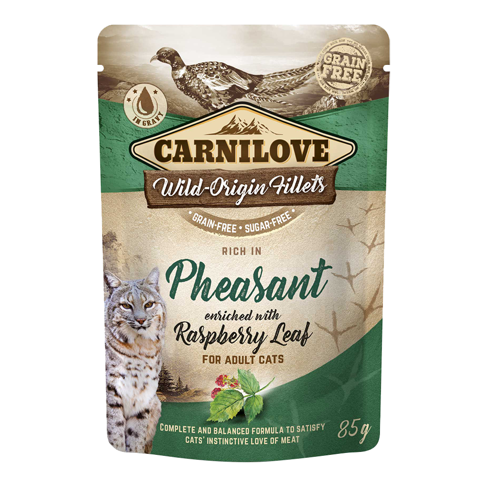 Pheasant Enriched With Raspberry Leaves For Adult Cats (Wet Food Pouches)