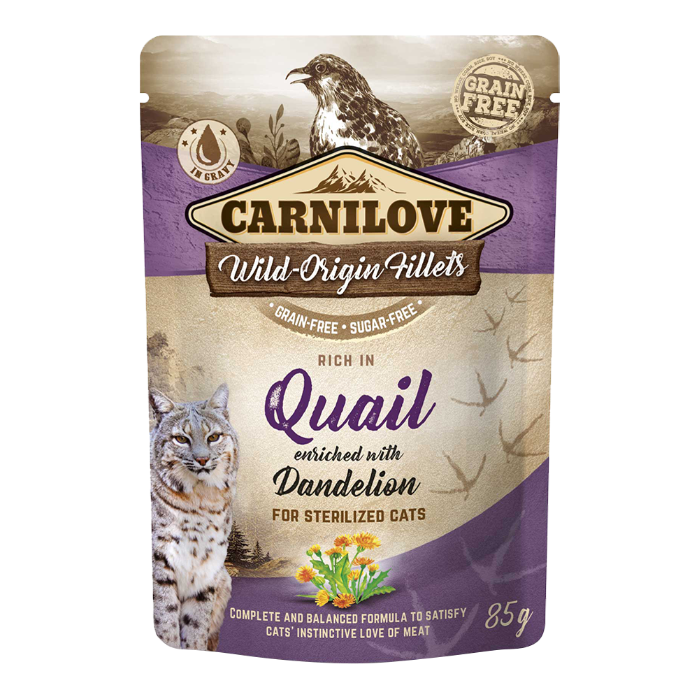 Quail Enriched With Dandelion For Sterilized Cats (Wet Food Pouches)