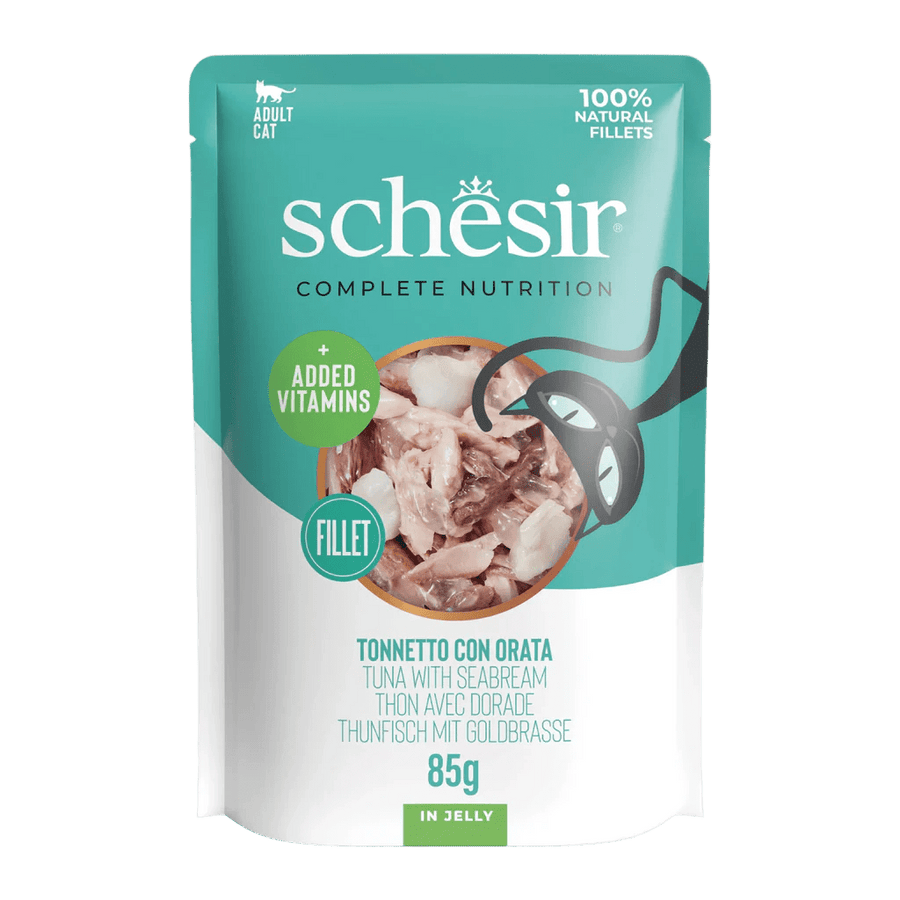 Schesir Complete & Balanced Nutrition Wet Cat Food in Jelly Pouch Tuna With Seabreem