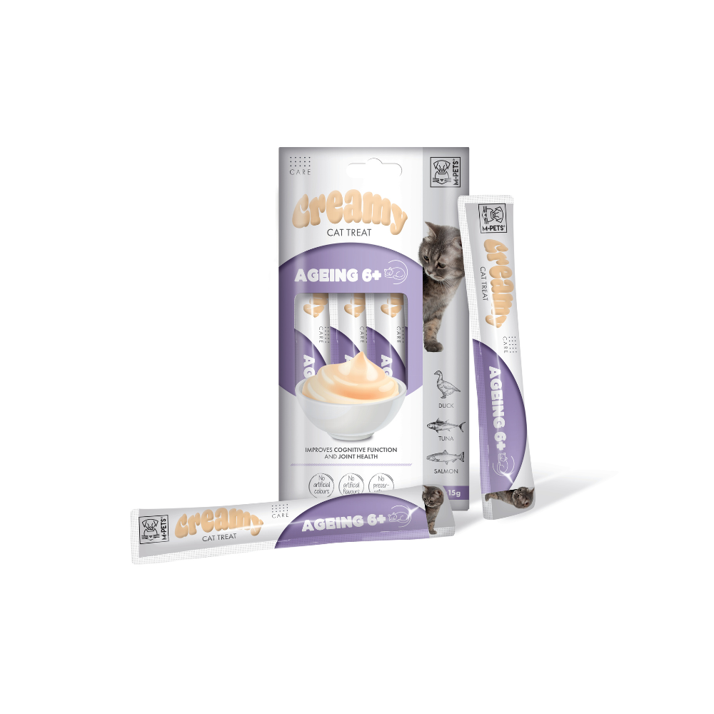 M-PETS Creamy with Functions – Cat treat – Ageing 6+ – Duck & Tuna & Salmon