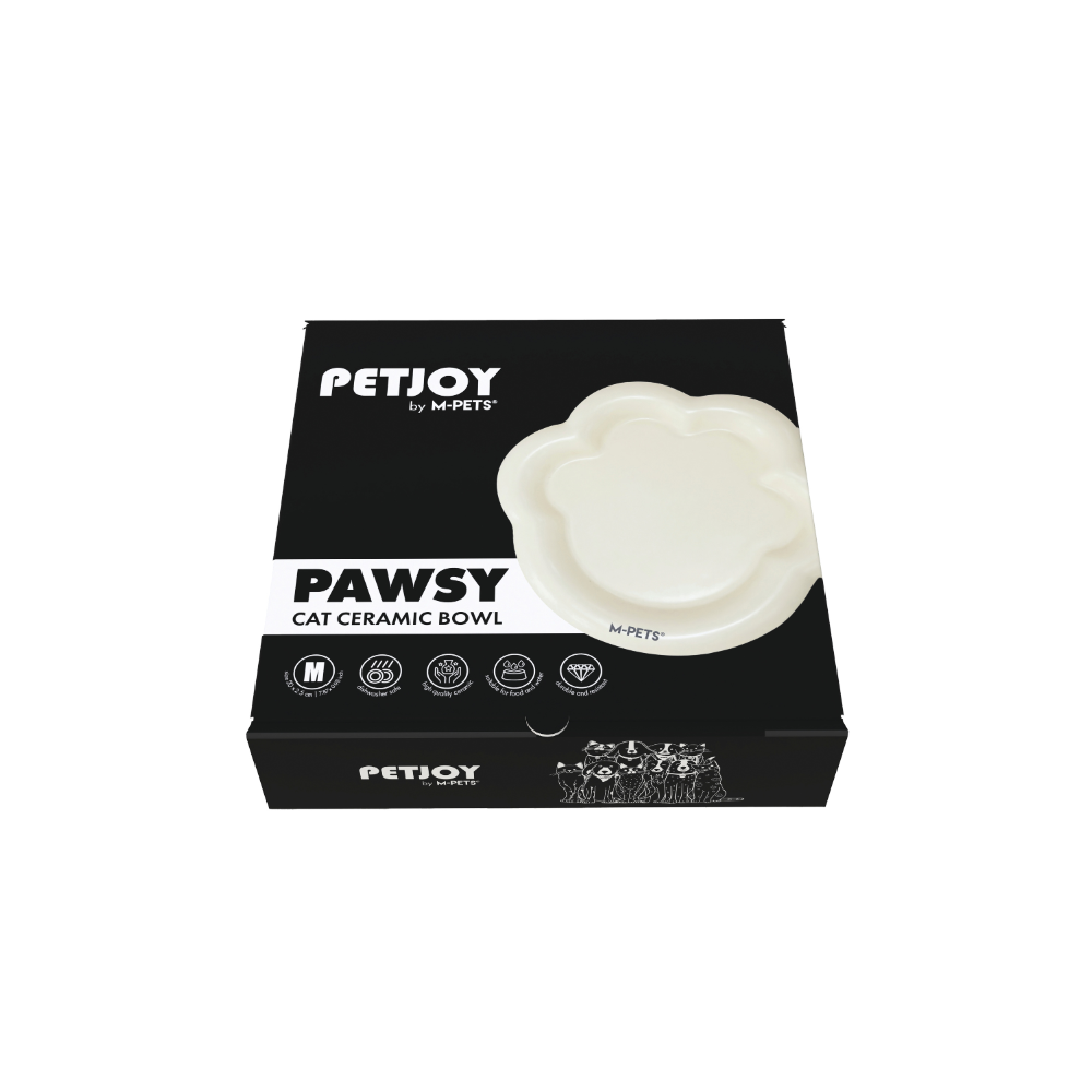 M-PETS Petjoy Pawsy Ceramic Bowl M White 175ml