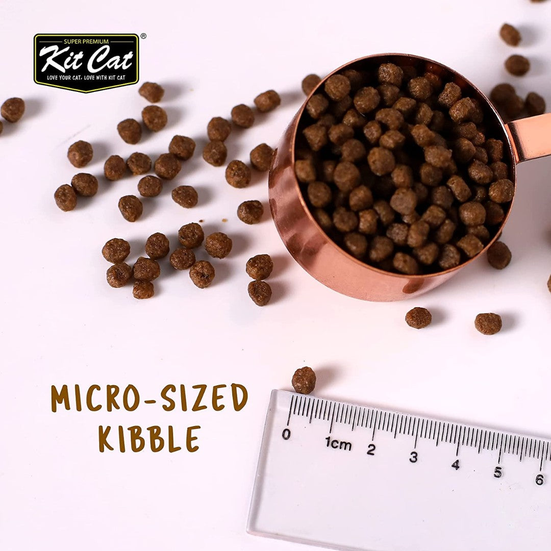 Kit Cat No Grain Chicken & Salmon Cat Dry Food offers a grain-free diet with health-promoting ingredients and essential nutrients Size.