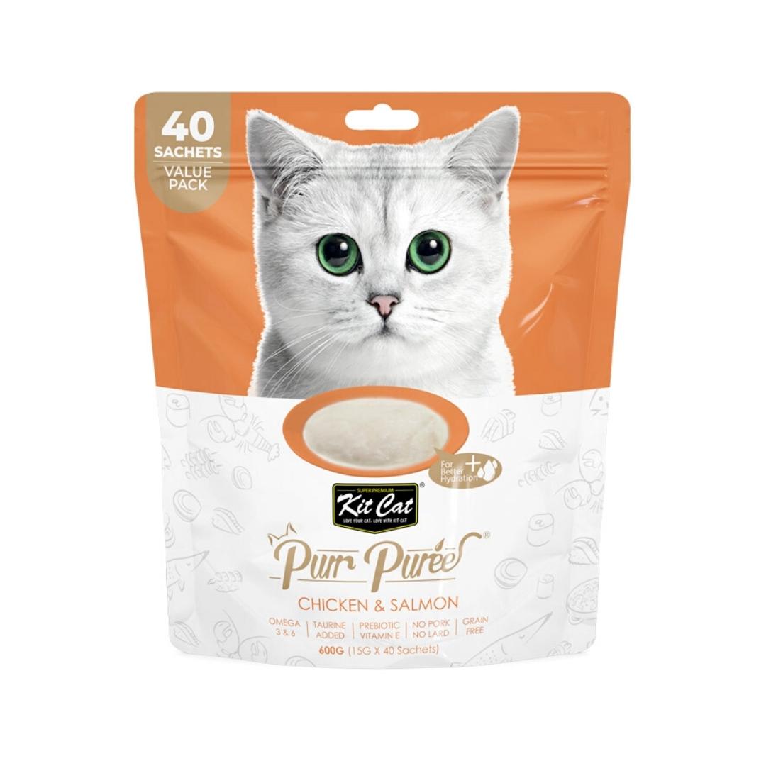 Kit Cat Puree Chicken & Salmon 40pcs/600g Petz.ae Dubai Pet Store