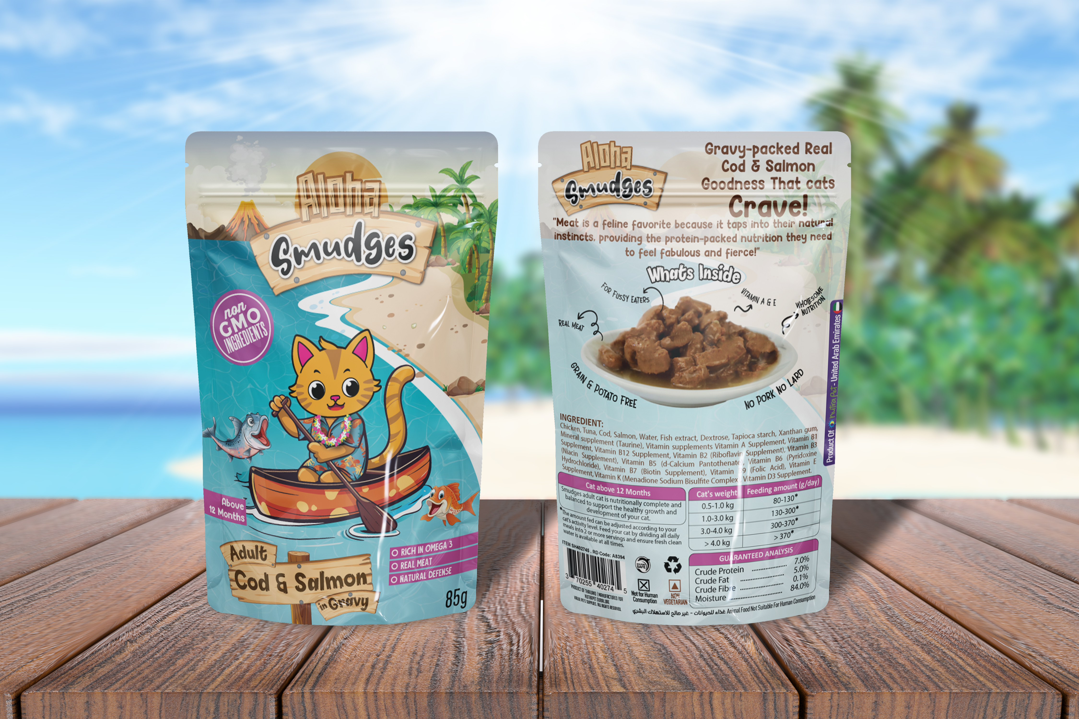 Aloha Smudges Cod & Salmon In Gravy for Adult Cat