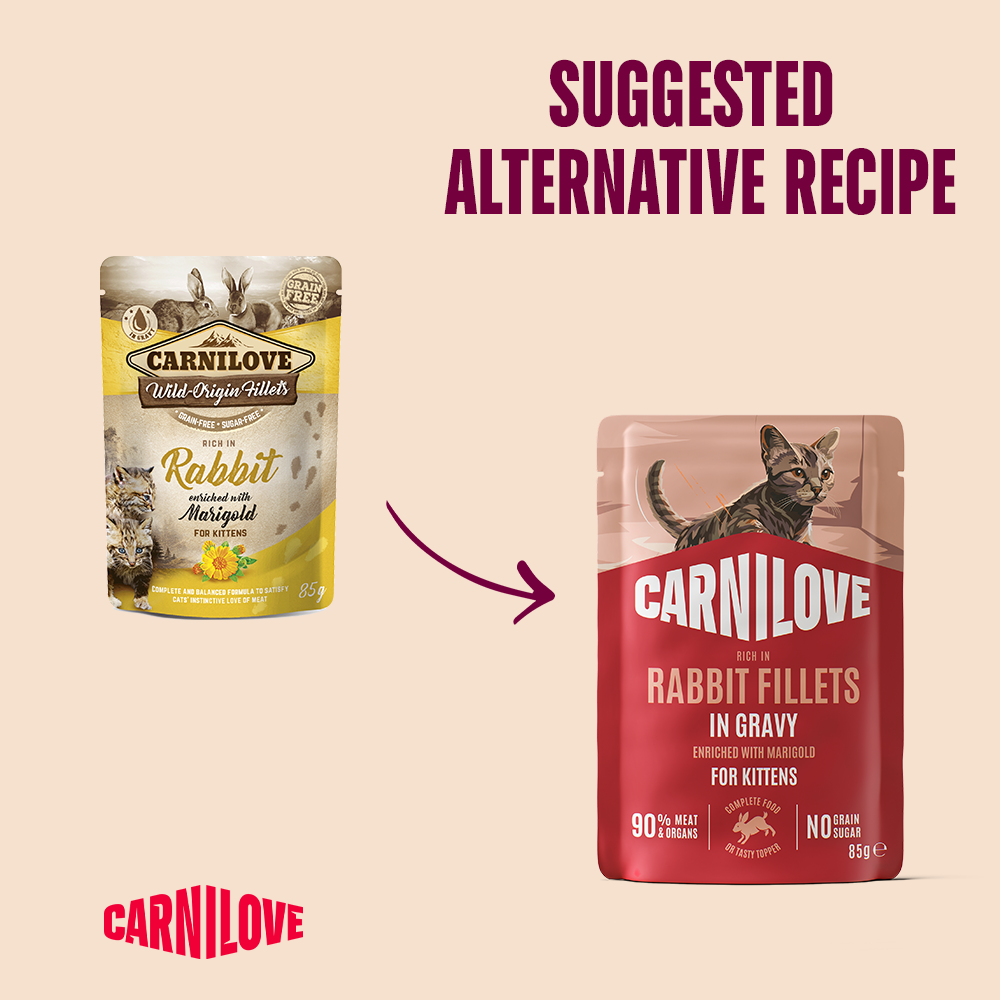 Carnilove Rabbit enriched with Marigold for Kittens (Wet Food Pouches)