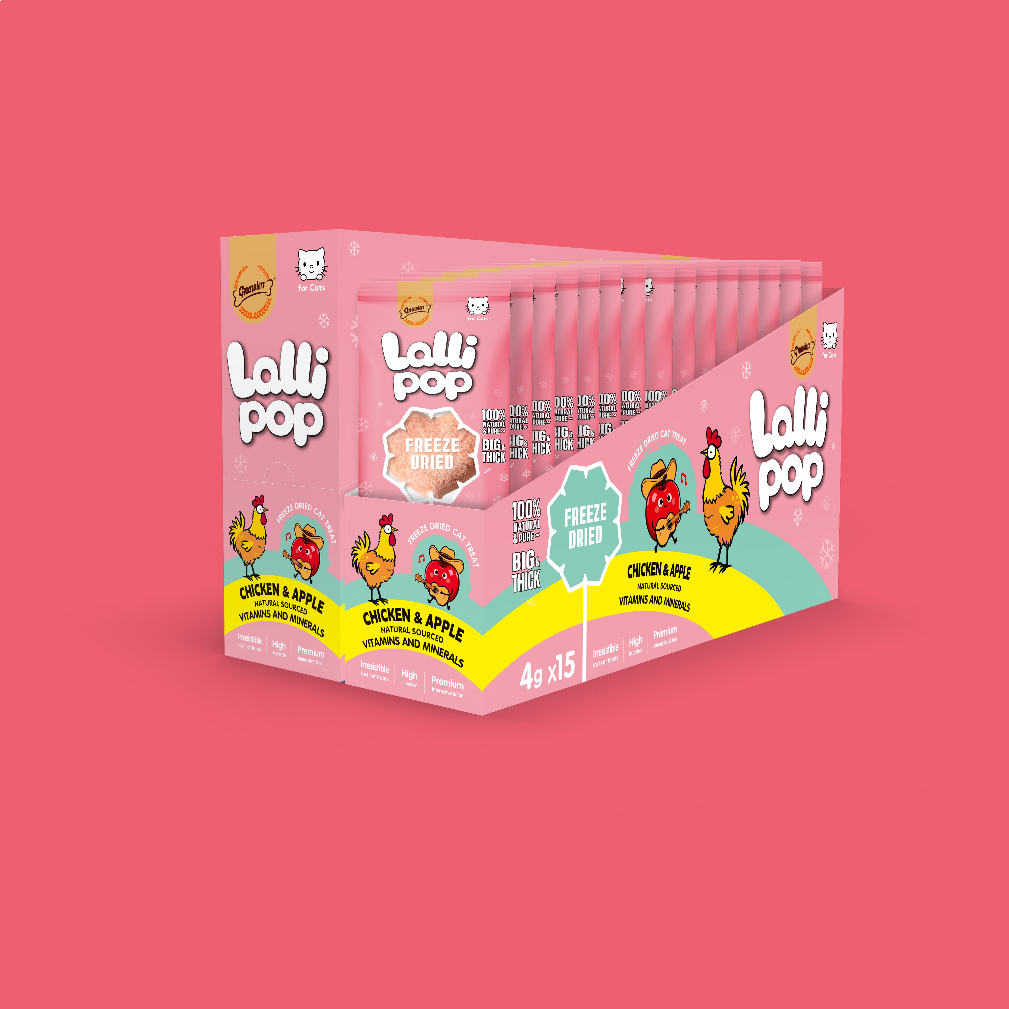 Gnawlers Freeze Dried Lollipop Cat Treat - Chicken & Apple - Vitamins & Minerals