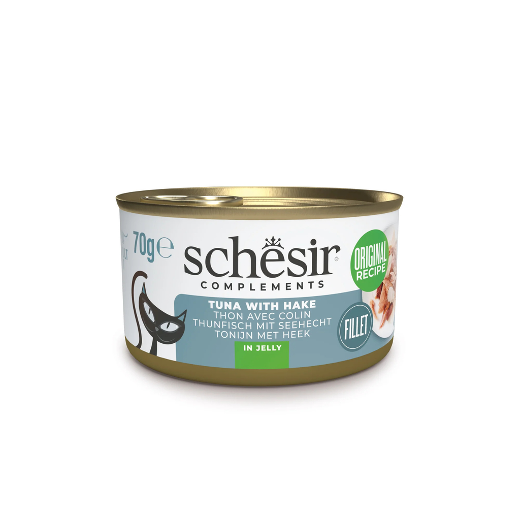 Schesir Tuna With Hake 70g Complements Cat Wet Food in Jelly Can