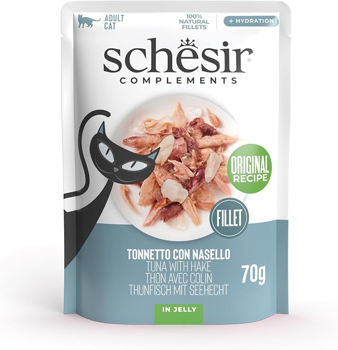 Schesir Complements Cat Wet Food in Jelly Pouch Tuna with Hake 70g