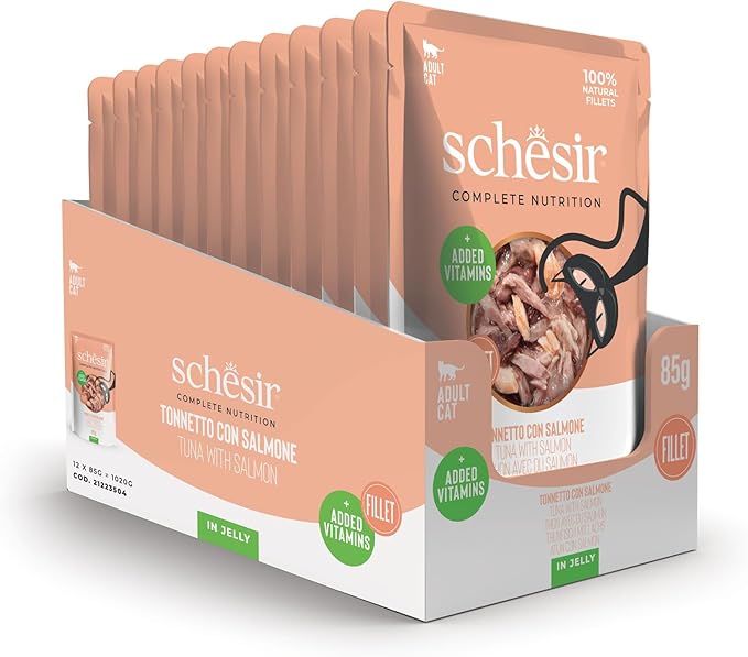 Schesir Complete & Balanced Nutrition Wet Cat Food In Jelly Pouch Tuna With Salmon