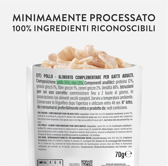 Schesir Complements Cat Wet Food in Jelly Pouch Chicken 70g