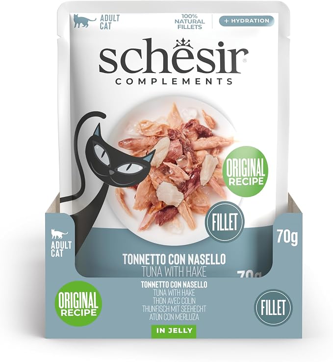 Schesir Complements Cat Wet Food in Jelly Pouch Tuna with Hake 70g
