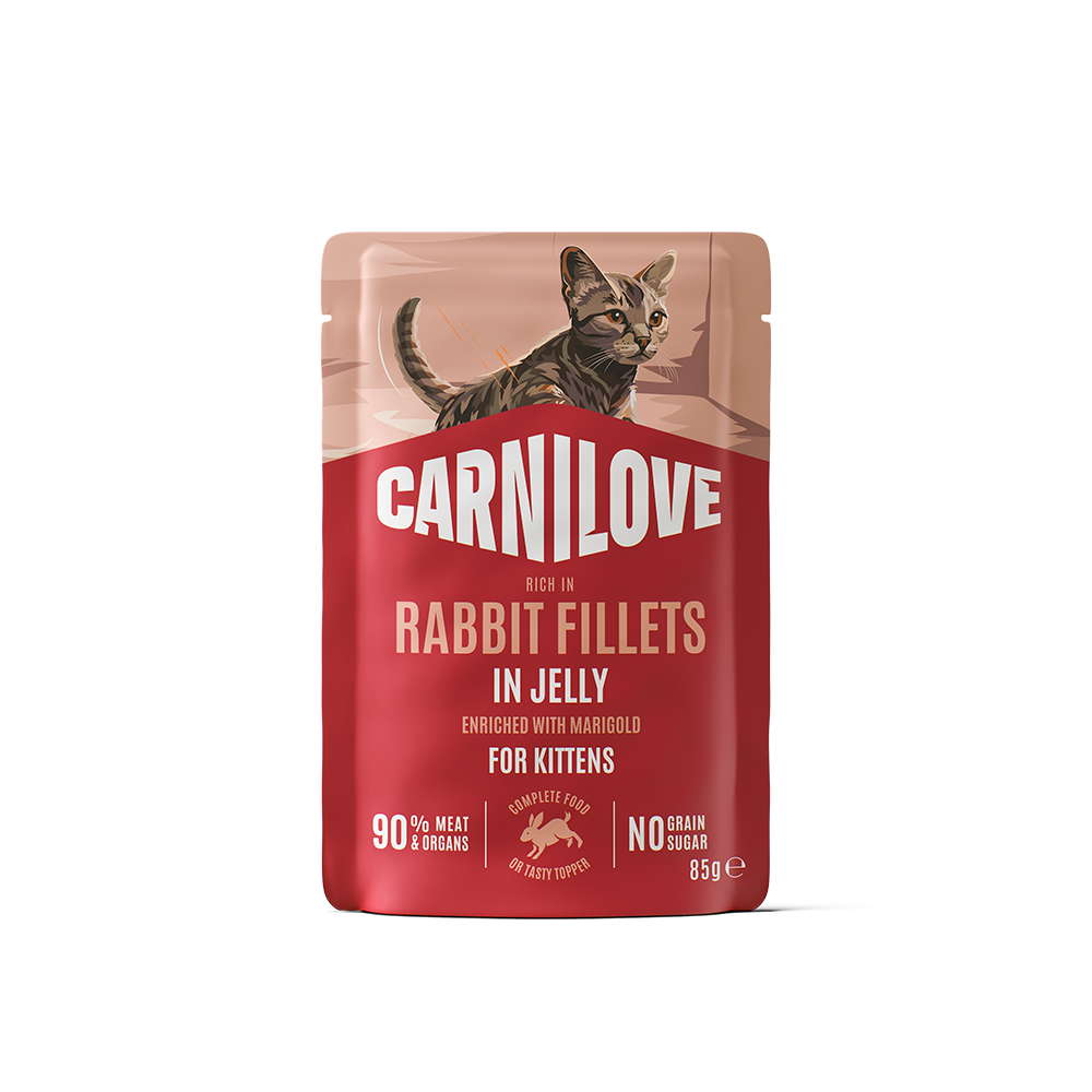 Carnilove Rabbit Fillets in Jelly enriched with Marigold for Kittens Wet Cat Food Pouch