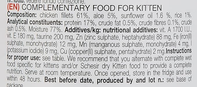 Schesir Kitten Care Can In Jelly 3-12 Chicken with Aloe Wet Food 140g