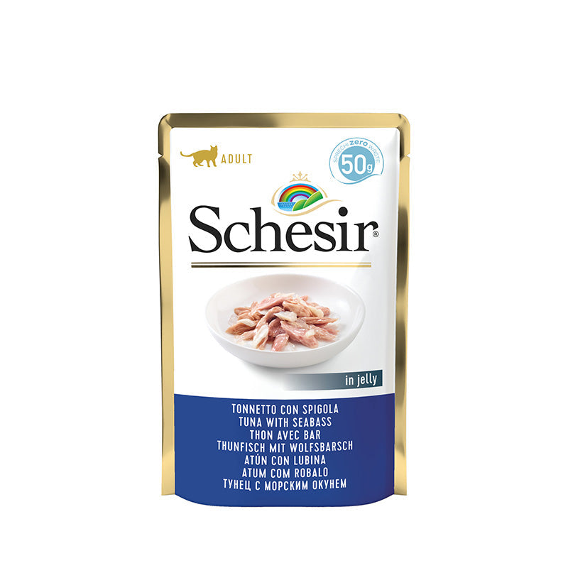 Schesir Tuna With Seabass in Jelly Wet Food For Adult Cats 50G