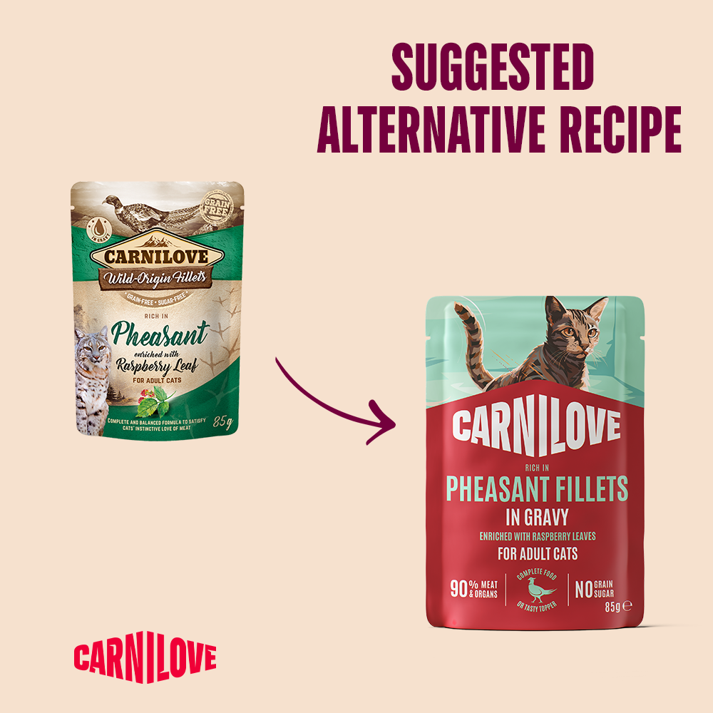Carnilove Pheasant enriched with Raspberry Leaves for Adult Cats (Wet Food Pouches)