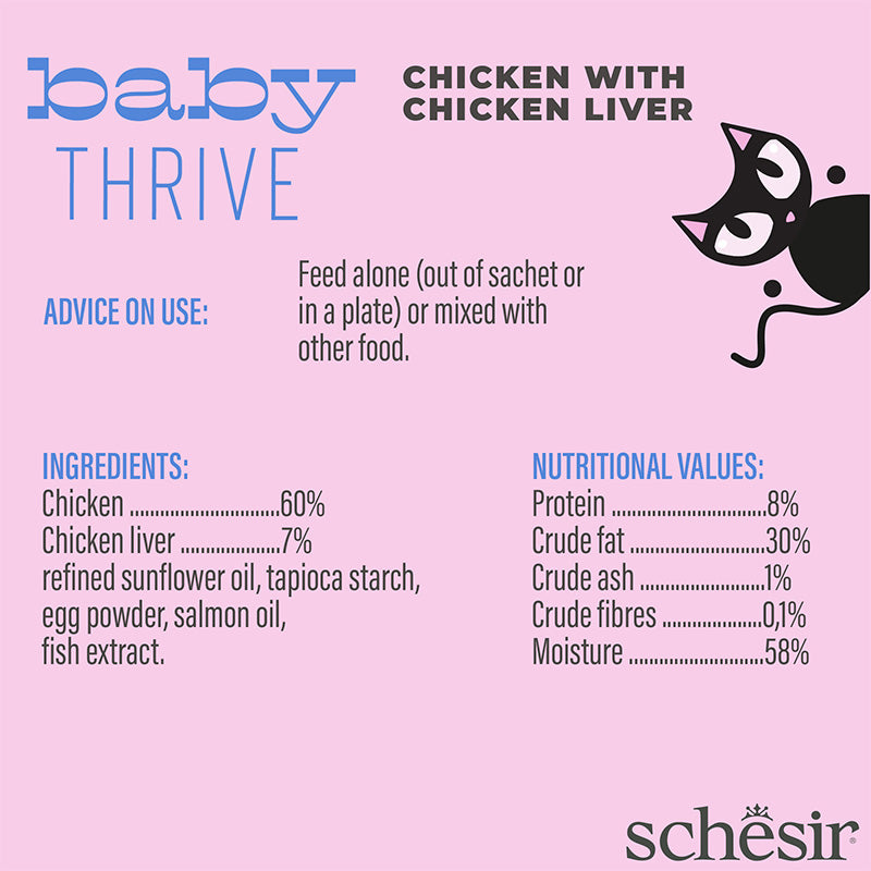 Schesir Baby Thrive Mousse Kitten/Adult Chicken Treats