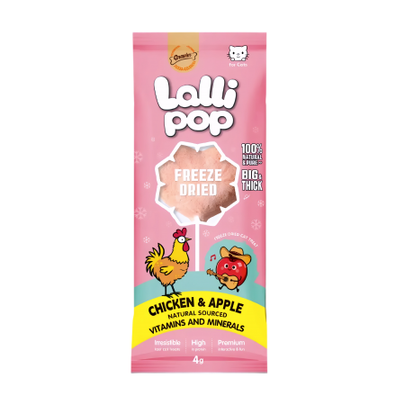 Gnawlers Freeze Dried Lollipop Cat Treat - Chicken & Apple - Vitamins & Minerals