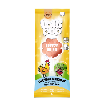 Gnawlers Freeze Dried Lollipop Cat Treat - Chicken & Beetroot - Coat & Skin Support