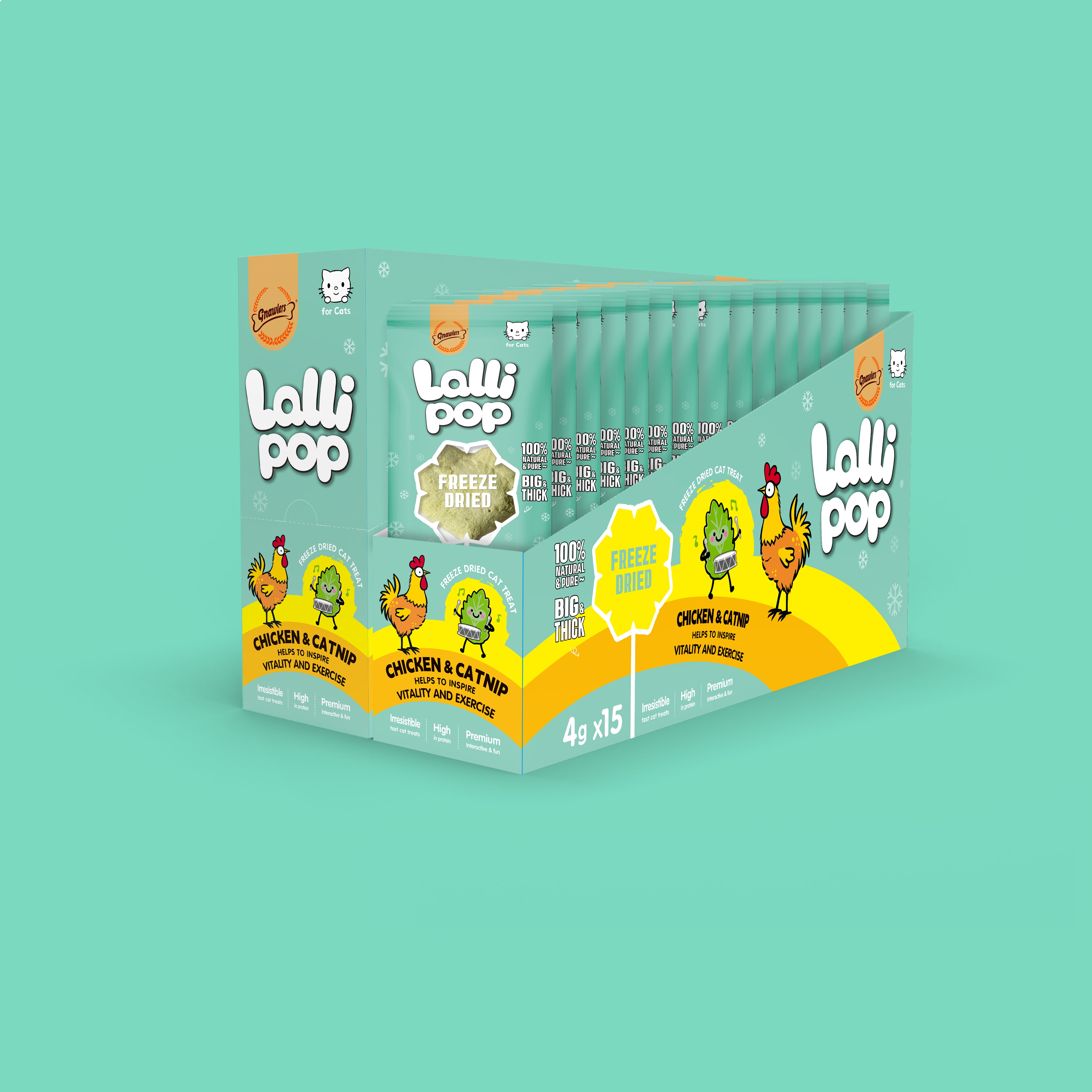 Gnawlers Freeze Dried Lollipop Cat Treat - Chicken & Catnip - Vitality & Exercise