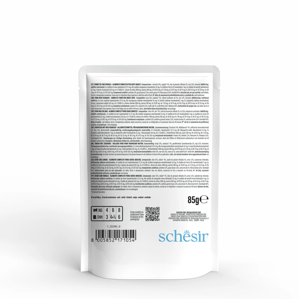 Schesir Tuna With Seabass in Jelly Wet Food For Adult Cats 85G