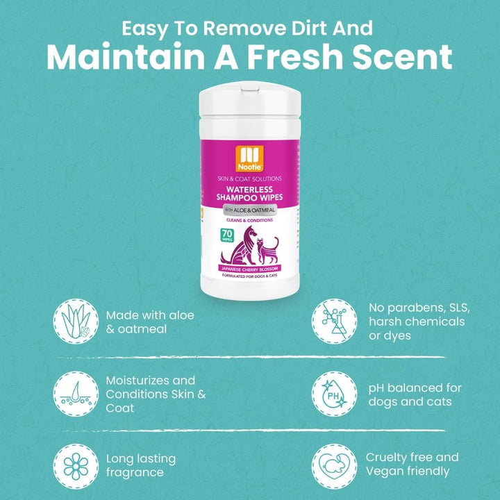 Nootie Waterless Shampoo Wipes (70 Sheets)