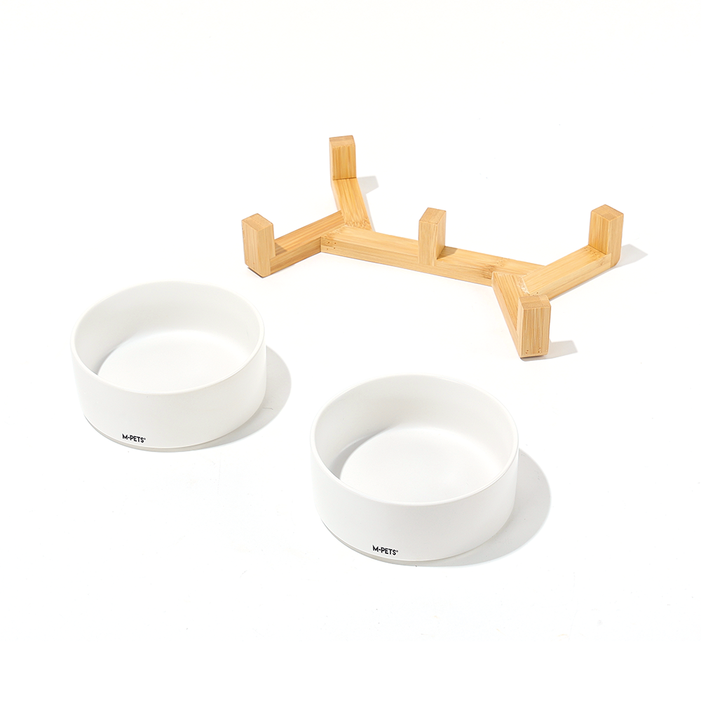 M-PETS OPERA Ceramic Bowls With Bamboo Stand